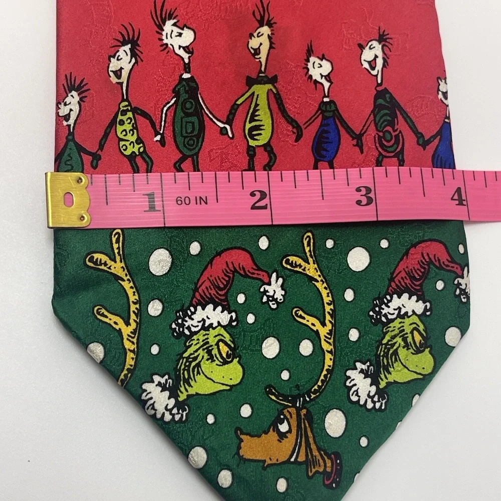 Dr.Seuss The Grinch Who Stole Christmas 100% Silk Tie Hand Sewn Vintage 1996